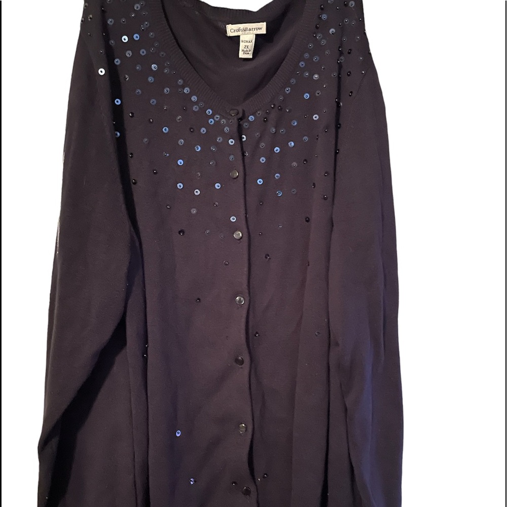 Croft and barrow button down sweater  sequence looking design 2x